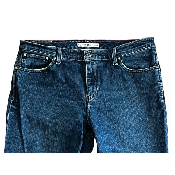 Vintage Tommy Hilfiger Boot Cut Jeans Women 12x30 Blue Low Rise Wide Leg Y2K - Picture 2 of 7